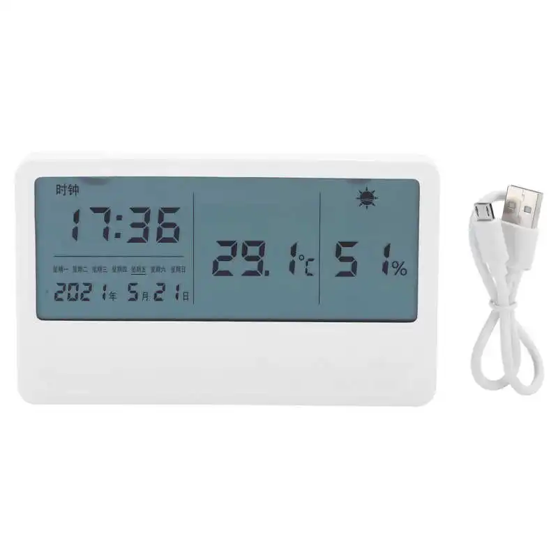 Thermometer Hygrometer USB Electronic Rechargeable Testing Tool for