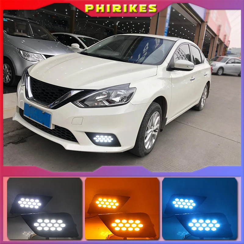 

2 шт. для Nissan Sentra sylphy 2016-2019 Водонепроницаемая противотуманная фара 12 В DRL декоративные автомобильные аксессуары светодиодные дневные ходовые огни