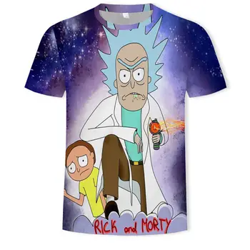 

2019 high quality 3D printed men's T-shirt o-neck loose Rick and Morty men's T-shirt Leggings woven men's T-shirt