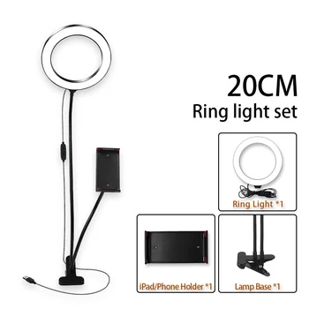 

for iPhone Android Photo Studio Selfie LED Ring Light with Cell Phone Mobile Holder for Youtube Live Stream Makeup Camera Lamp