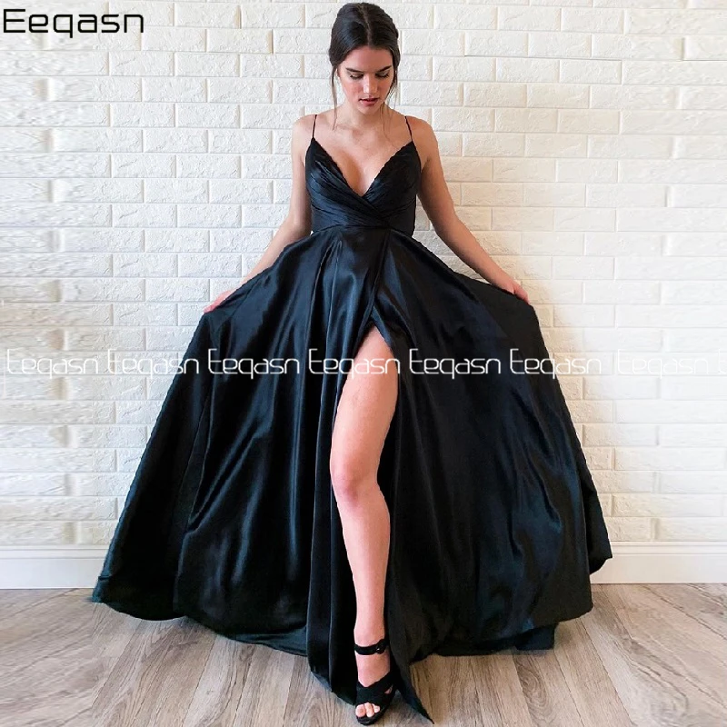 Сатиновые платья для выпускного вечера Vestidos De Gala, вечернее платье с разрезом по бокам, Vestido Formatura, платье Robe De Soiree