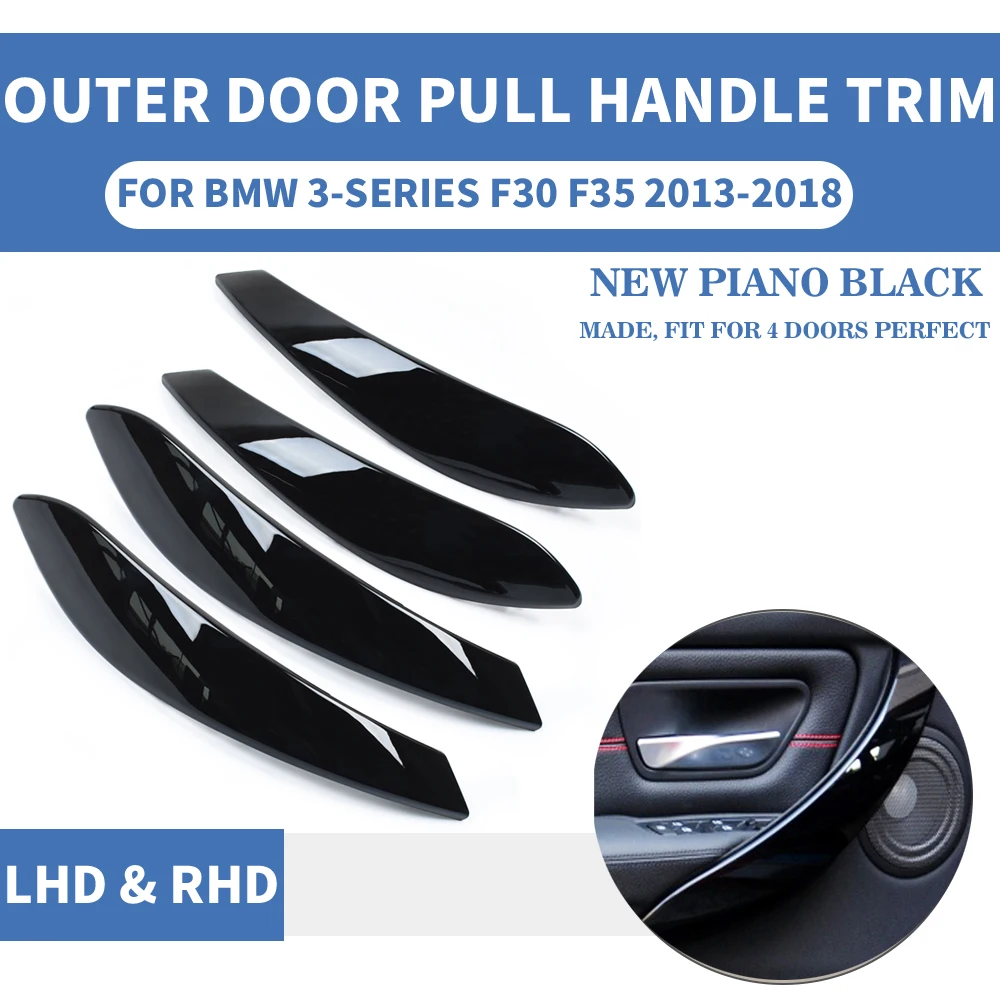 LHD RHD Piano Black Silver Carbon Fiber Car Interior Inner Door Pull
