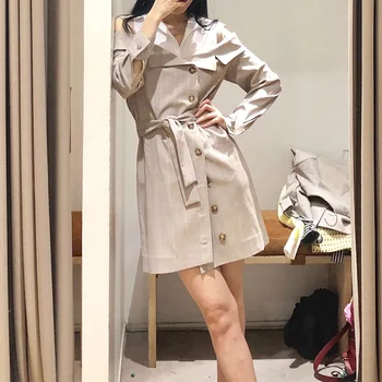 

Women Dress 2019 Spring and Summer New Style Strapless Shoulder Stitching Fake Two Plaid Dress