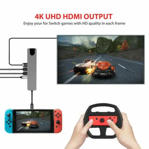 GloryStar 6-в-1 USB-C концентратор многопортовый адаптер концентратор USB Type C адаптер док-станции с 4K HDMI RJ45 Ethernet Lan usb-кабель для зарядки
