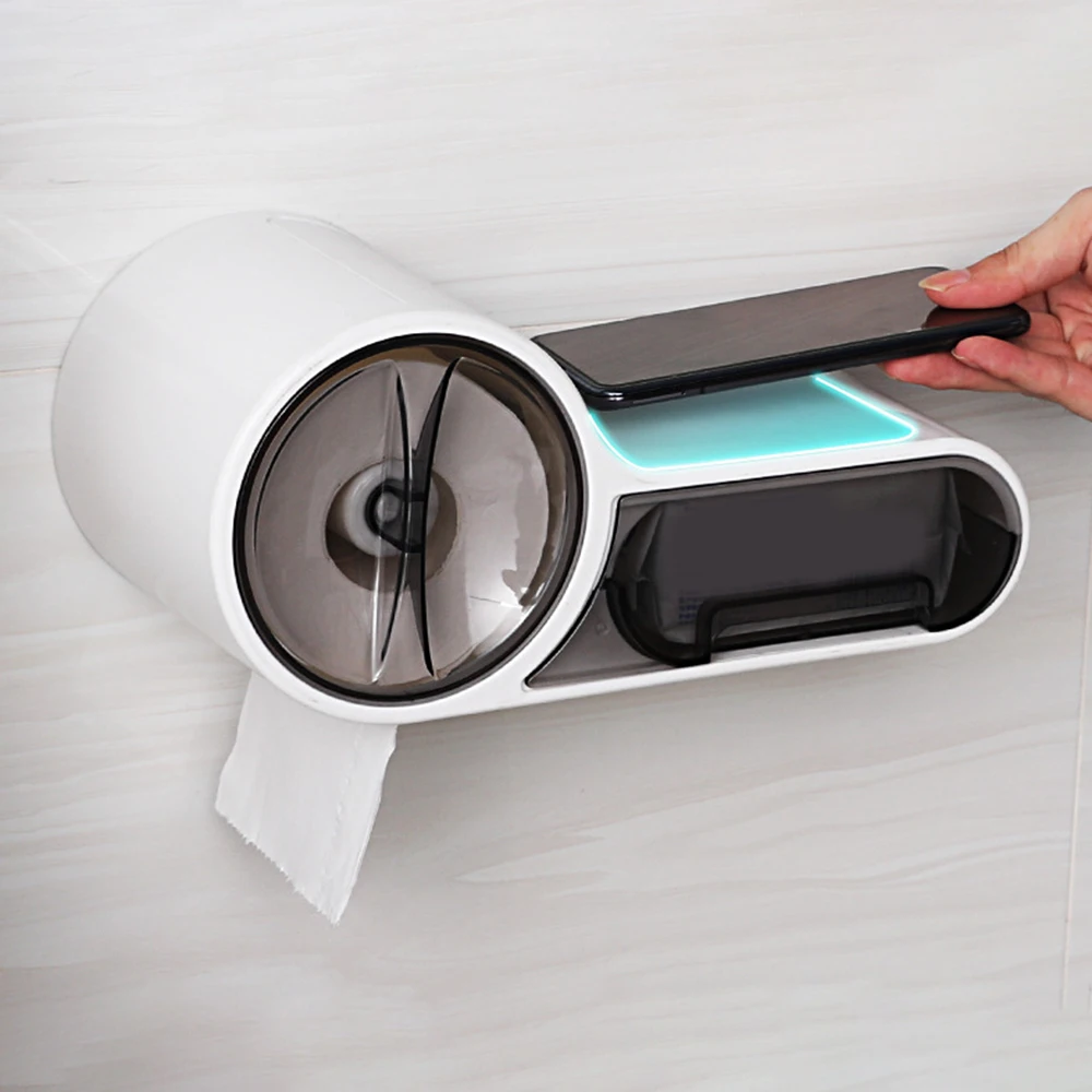 

Multifunctional Waterproof Bathroom Toilet Paper Holder Tissue Dispenser Garbage Bag Storage Box Shelf Paper Rack