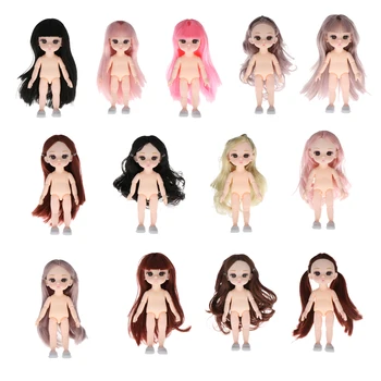 

13 Moveable Jointed 16cm 1/8 Dolls Mini BJD Baby Doll Pink Yellow Hair Naked Women Body Fashion Dolls Toy For Girls Gift