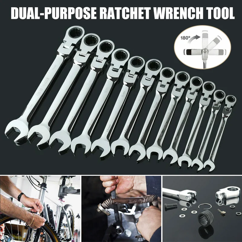 

Activities Ratchet Tools Torque Gears Flexible Wrenches Bike Spanner Tool Dual-purpose Wrench SLC88