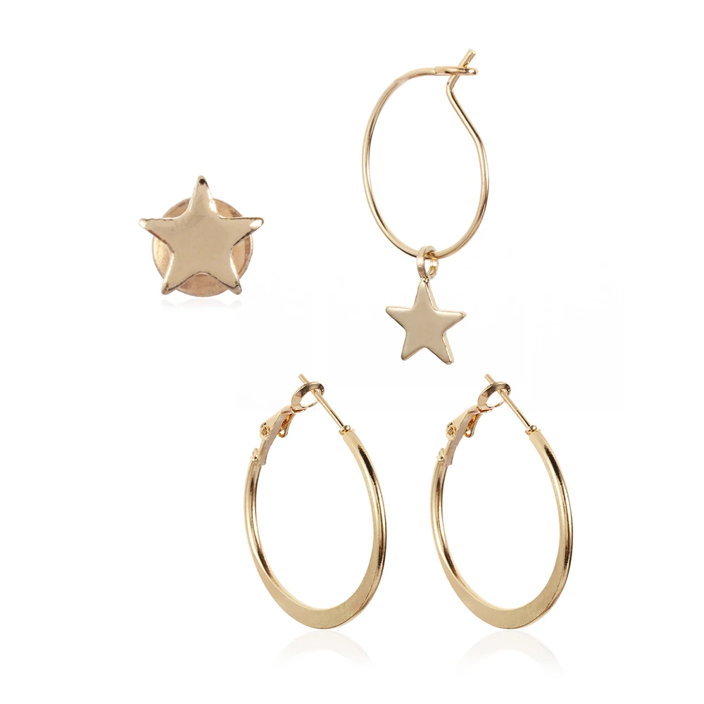 4 шт./компл. богемные серьги клипсы с подвесками в виде луны и звезд модные