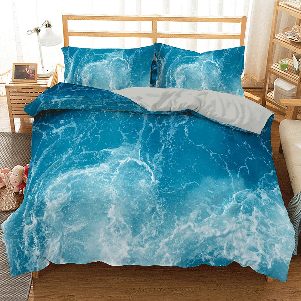 

240x220 240x260 Sea World Printing Blue Background Bedding Sets Duvet Cover 90 Young Bed Liene Bed Set 2 People Adult