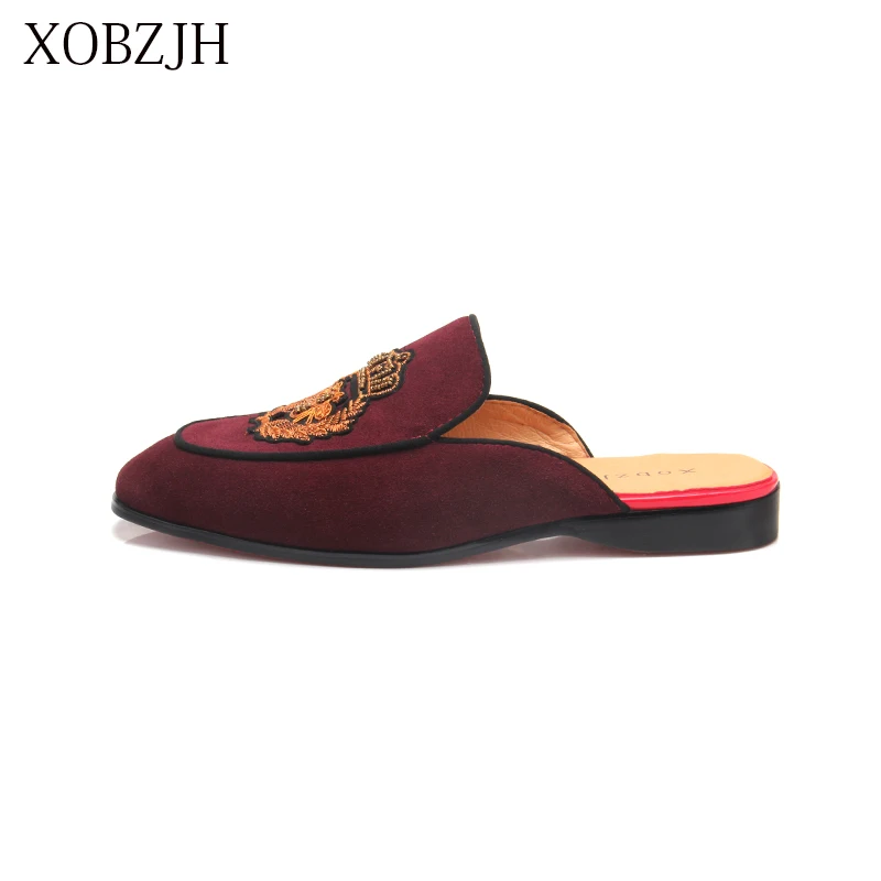 

XOBZJH 2019 New Mens Shoes Handmade Leisure Style Man Summer Party Shoes Men Flats Leather Loafers Red Big Size Shoes
