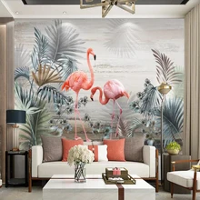 Пользовательские 3D Настенные обои ручной росписью скандинавские листья растений цветы и птицы ТВ фон настенная живопись