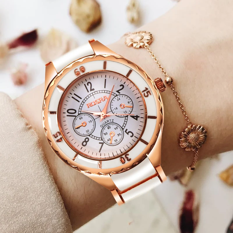 

Women Fashion Watches Rose Gold Watches Women Stainless Steel Women's Watch ROSRA damen uhren horloge dames horloges vrouwen