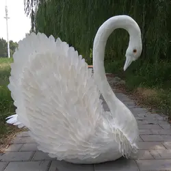 Большой 80x65 см белые перья, лебедь модель ручной работы, пенопласт и перья распространения крылья Лебедь домашний игрушка для украшения