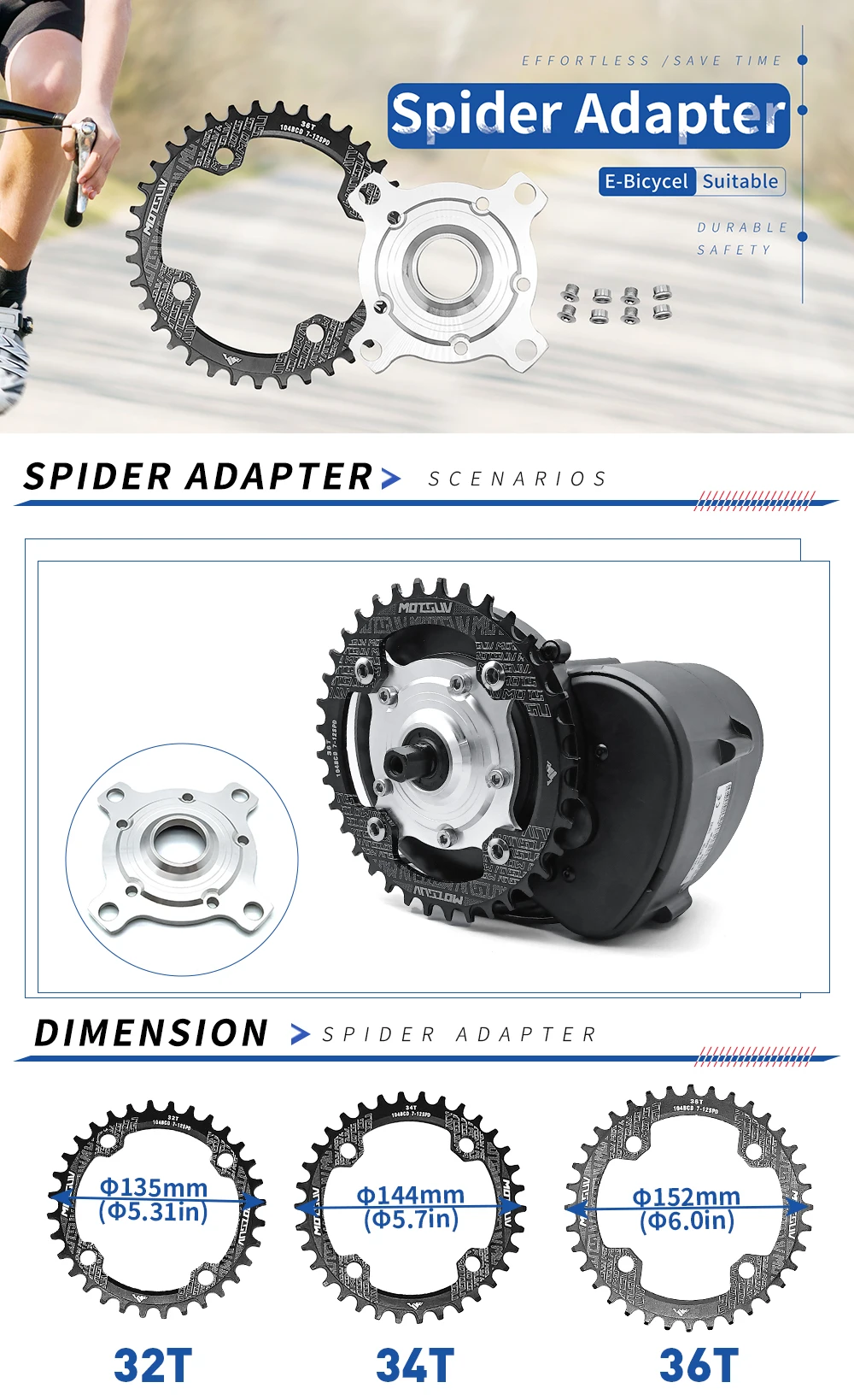 E-Bike 32T 34T 36T 38T Spider Adapter for Tsdz2 Tongsheng Medium