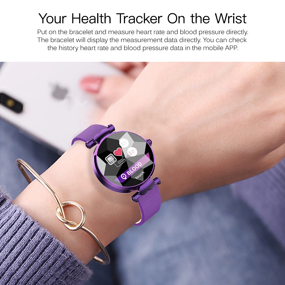 

Hot New Fitness Watch IP67 Smart Bracelet Women Screen Touch Pedometer with Female Period Reminder Heart Rate Monitor Fitness Eq