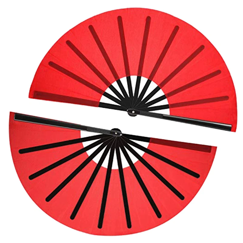 

2 Pieces Large Folding Fan Nylon Cloth Handheld Folding Fan Chinese Kung Fu Tai Chi Fan Decoration Fold Hand Fan for Party Favor