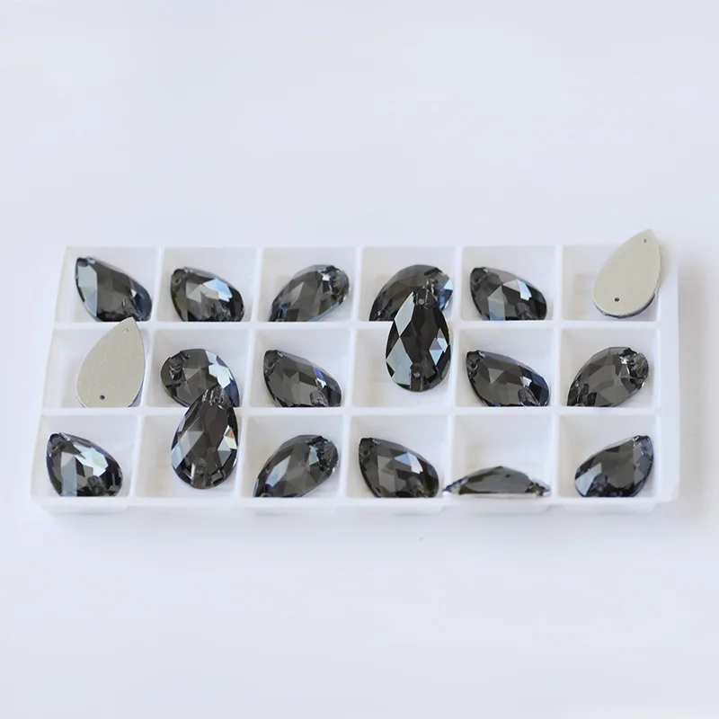 Black diamond 6A Стразы наивысшего качества, шитье стразами, камни слеза, пришивные стразы для украшения платья, сумок, одежды, обуви - Цвет: Black diamond