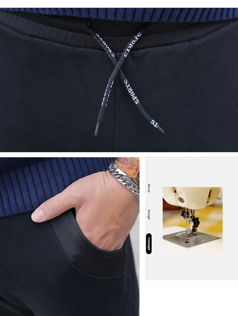 100 cotton casual pants mens streetwear black sweatpants male joggers autumn gym sport trousers winter thick 5