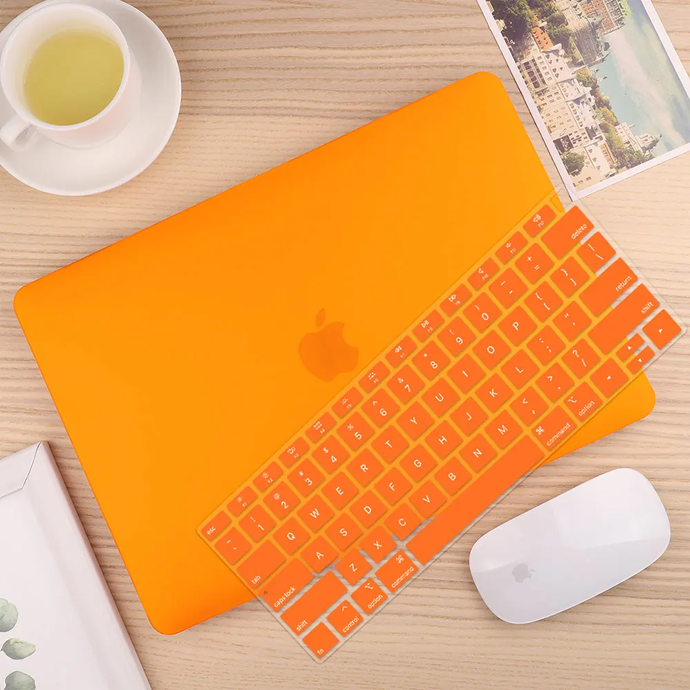 Чехол для ноутбука 4 в 1 для MacBook Air 11, 13 дюймов и Pro retina 13,3, 15,,,, кристально Матовый Жесткий чехол для клавиатуры - Цвет: Matte Orange