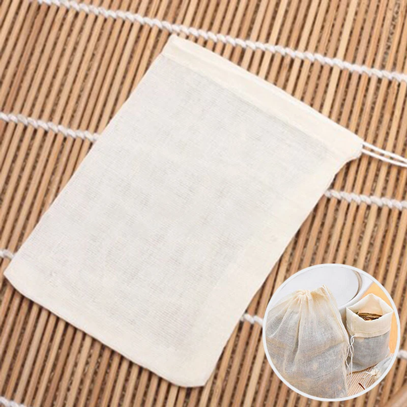10Pcs A Set Empty Teabags String Heat Seal Filter Paper Herb Loose Tea Bag White
