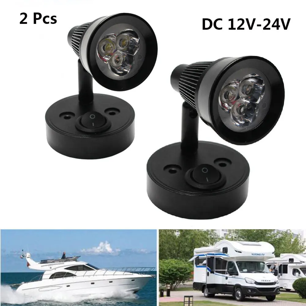 2Pcs3WLEDRVBoatYachtReadingLightCabinBedsideWallLampFor
