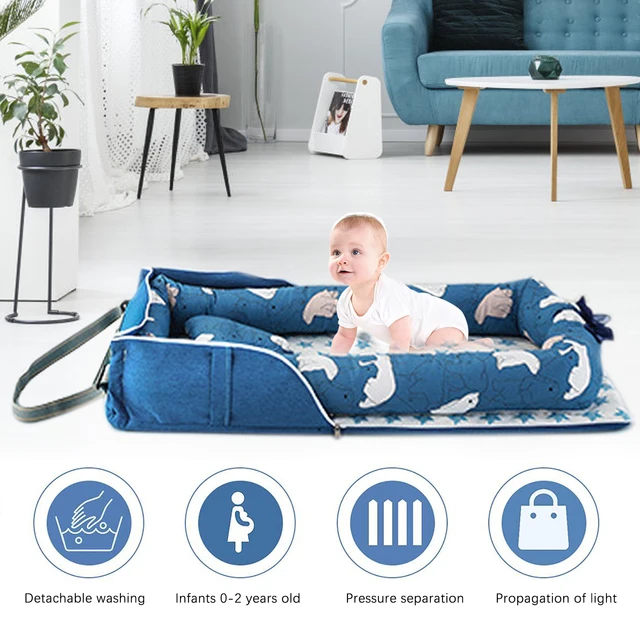 Sleeping Nest for Baby Bed Crib with Pillow Portable Newborn Baby Nest Bed Detachable Washable Baby Lounger Bedding 4