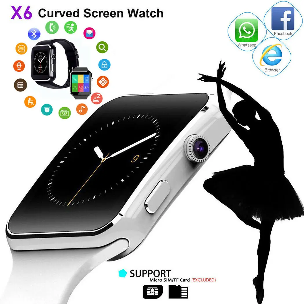 X6 Bluetooth Смарт часы браслет SIM TF карта с камерой IOS SmartWatch вызов браслет часы для телефона Android сенсорный экран