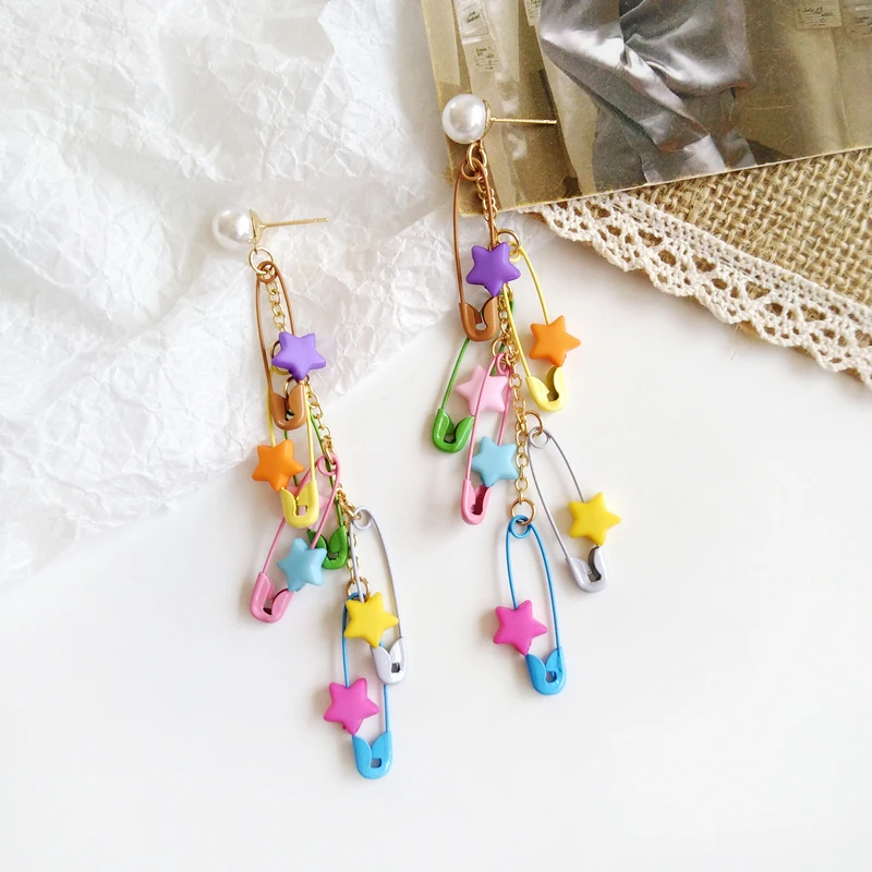 stud earring Timlee E123 сладкий темперамент разноцветный звезда булавки кисточки имитация жемчуга Серьги-подвески из сплава, модные ювелирные изделия оптом - Окраска металла: stud earring