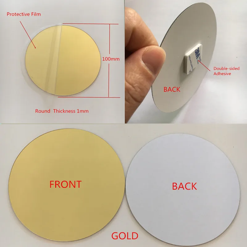 Gold Double Adhesi 10 шт. диаметр 100x1 мм акриловые настенные зеркала круглый лист наклейки Пластик PMMA стекло отель декоративные линзы Miroir Фреска DIY плак - Цвет: Gold Double Adhesi