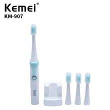 Kemei KM-907 Ultrasonic Toothbrush Waterproof Rechargeable Three-Head Electric Toothbrush Oral Hygiene Washer KM-907