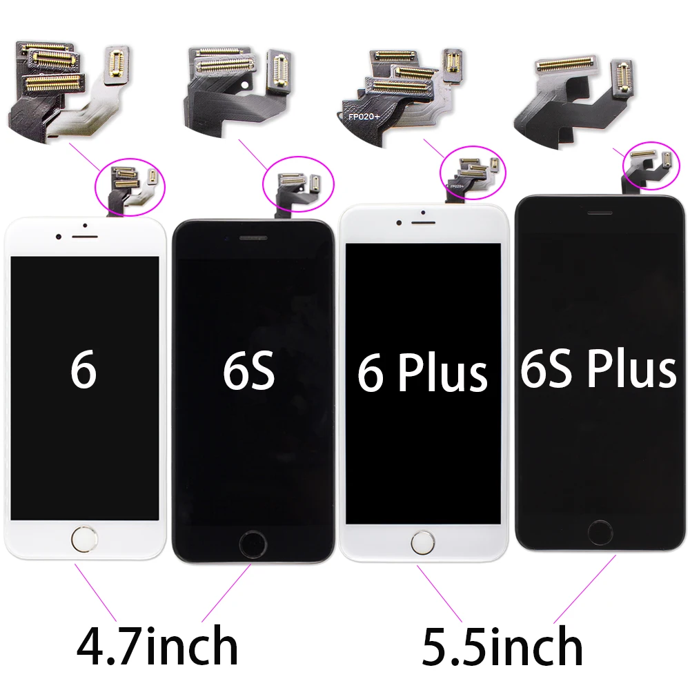 Полный комплект в сборе, ЖК-дисплей для iPhone 6, 6s, 6plus, 6s Plus, полный дисплей, сенсорный экран, сменные инструменты для ремонта+ закаленная пленка