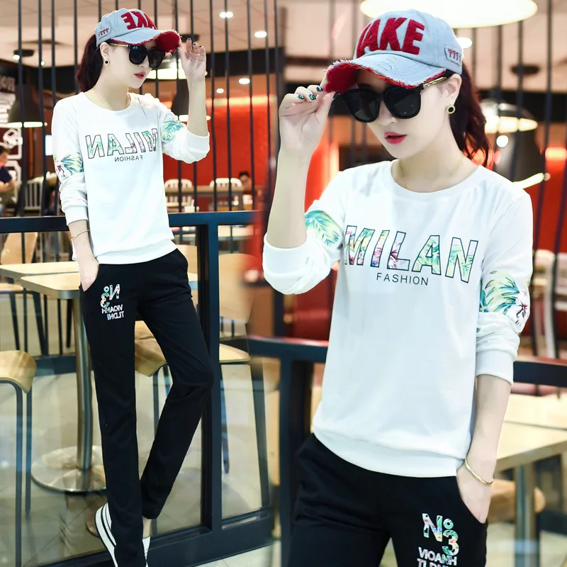 

8915 # Photo Shoot Spring And Autumn 2016 New Style Korean-style Loose-Fit Two-Piece Hoodie Sports Clothing Casual WOMEN'S Suit