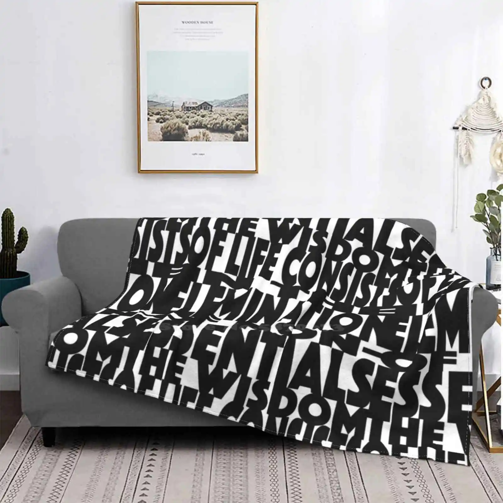 The Wisdom Of Life - Tiny House - White Print Trend Style Funny Fashion Soft Throw Coperta Tiny House Trailer Camping Home