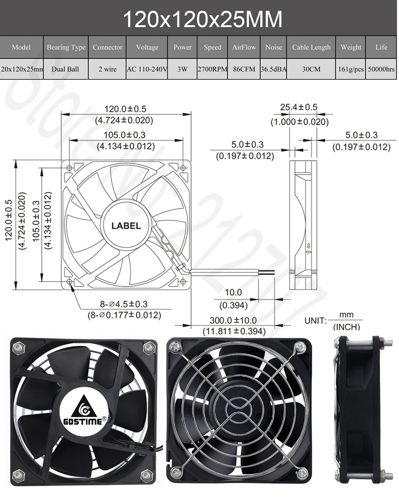 Ventilador sem Escova Gabinete do Computador Gdstime Ventilador Axial 60mm 80mm 90 Milímetros 120 pc Dupla Bola Cooler ac 110v 120v 220v 230v 240v 1pcs ce 16 High Quality Computador e Escritório