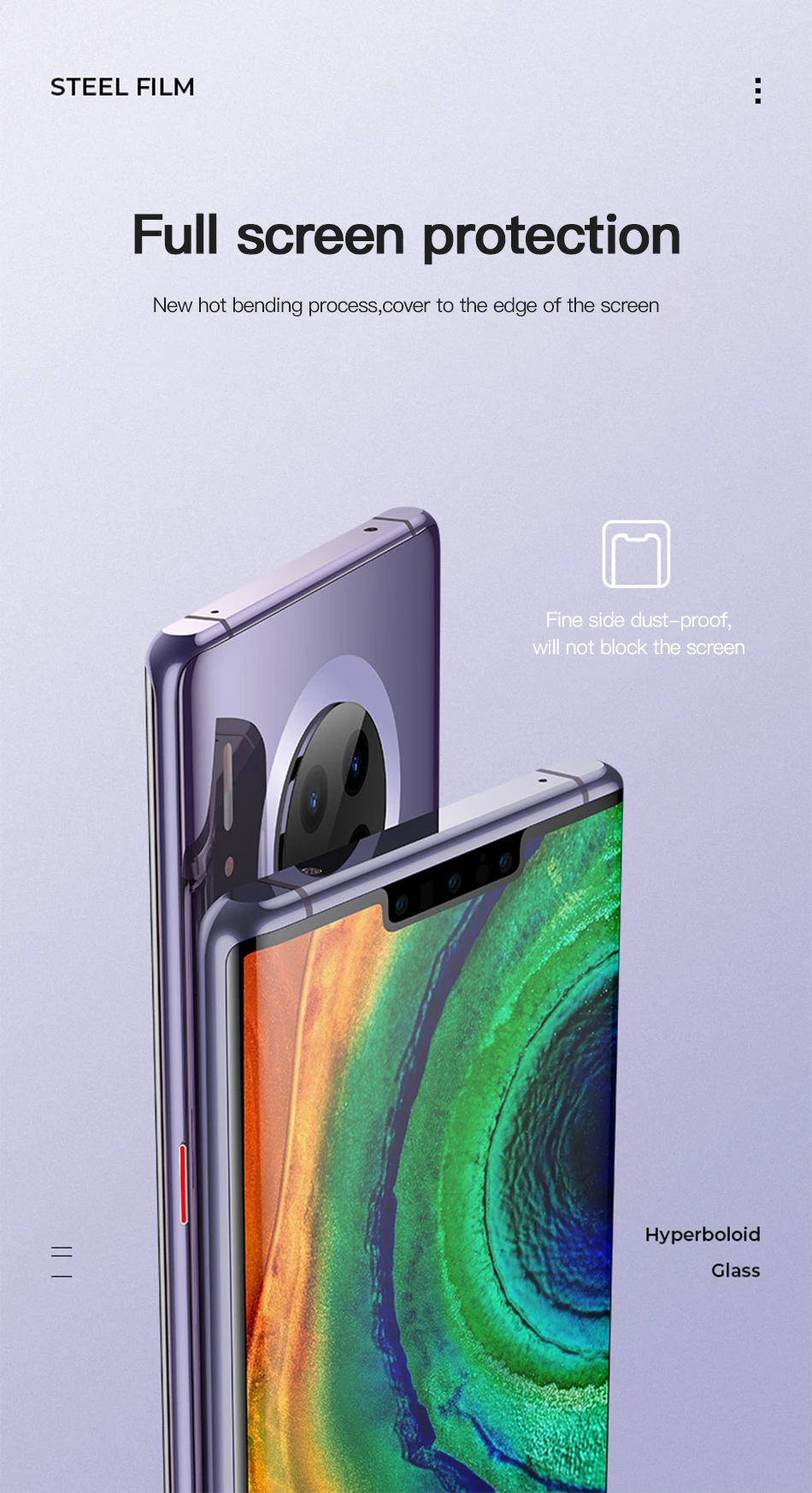 Benks Curved Tempered Glass VPRO Full Coverage For Huawei Mate 30 Full Protector Glass XPRO For Mate 30 Pro HD Transparent Film (4)