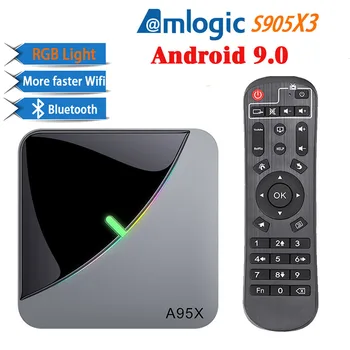 

A95X F3 Air Android 9.0 Smart TV BOX RGB Light Amlogic S905X3 8K 4K Youtube Netflix 16GB 32GB 64GB Set Top TV Box A95X F3 tv box