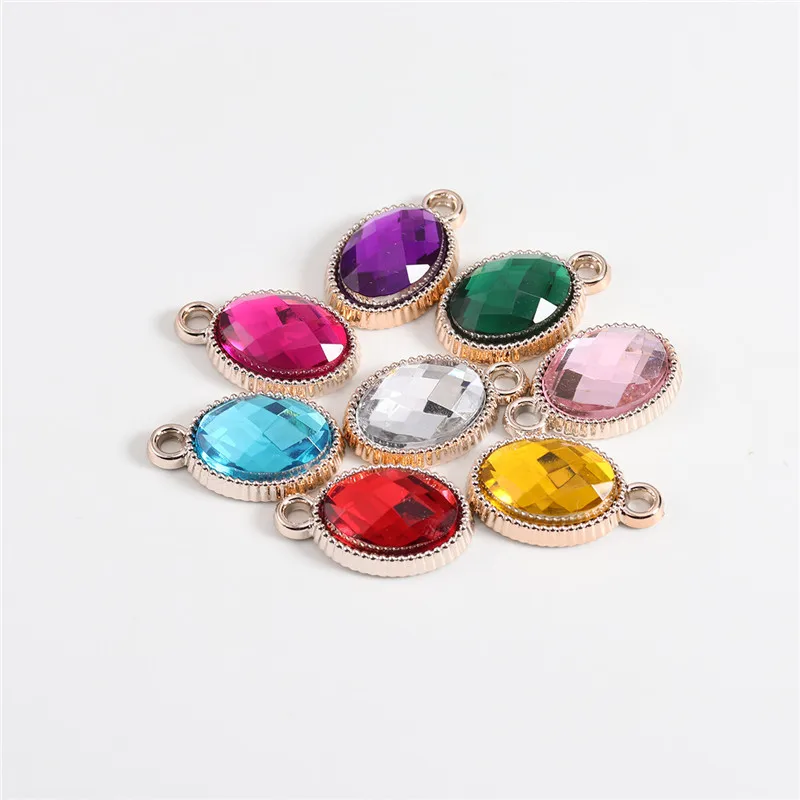 Louleur 7 шт./лот CCB Красочные Стразы кулон для Diy Шарм изготовление браслета ожерелья для женщин ювелирных изделий - Окраска металла: Oval