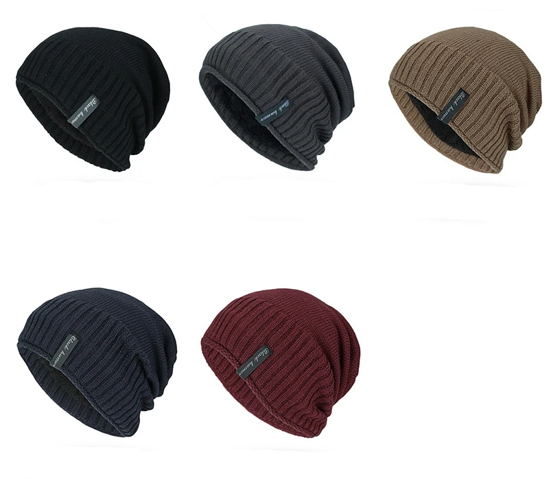 Зимние теплые вязаные шапки Skullies Beanies, головные уборы для мужчин и женщин, шерстяной шарф, шапки Gorros, Мужская теплая однотонная шапка, шапка-бомбер