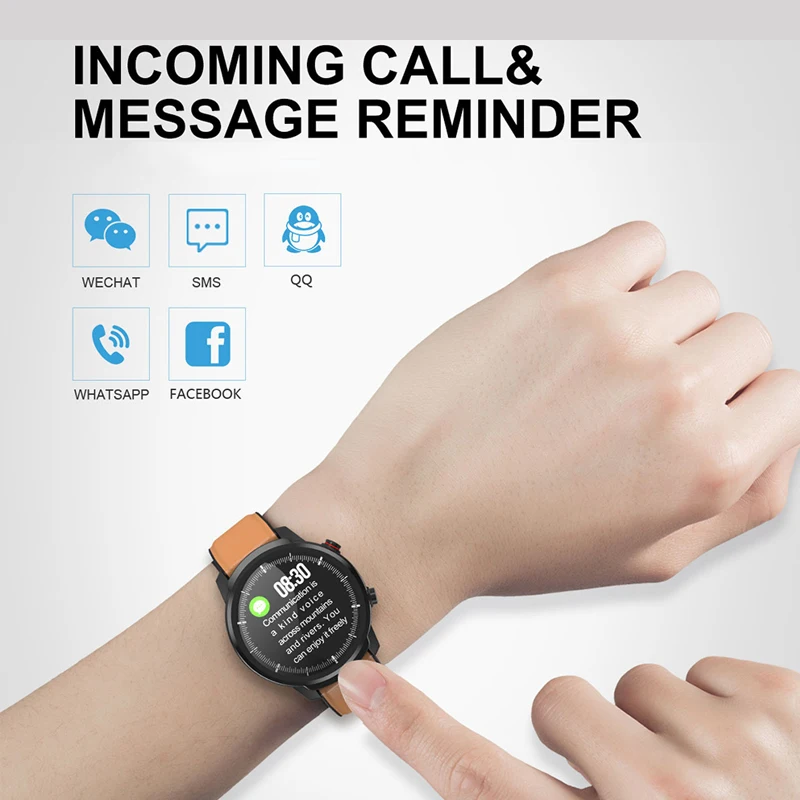 L3 Smart Watch Waterproof Women Men Smartwatch Round Screen Heart Rate Pedometer Call Message Reminder Smart Activity Tracker