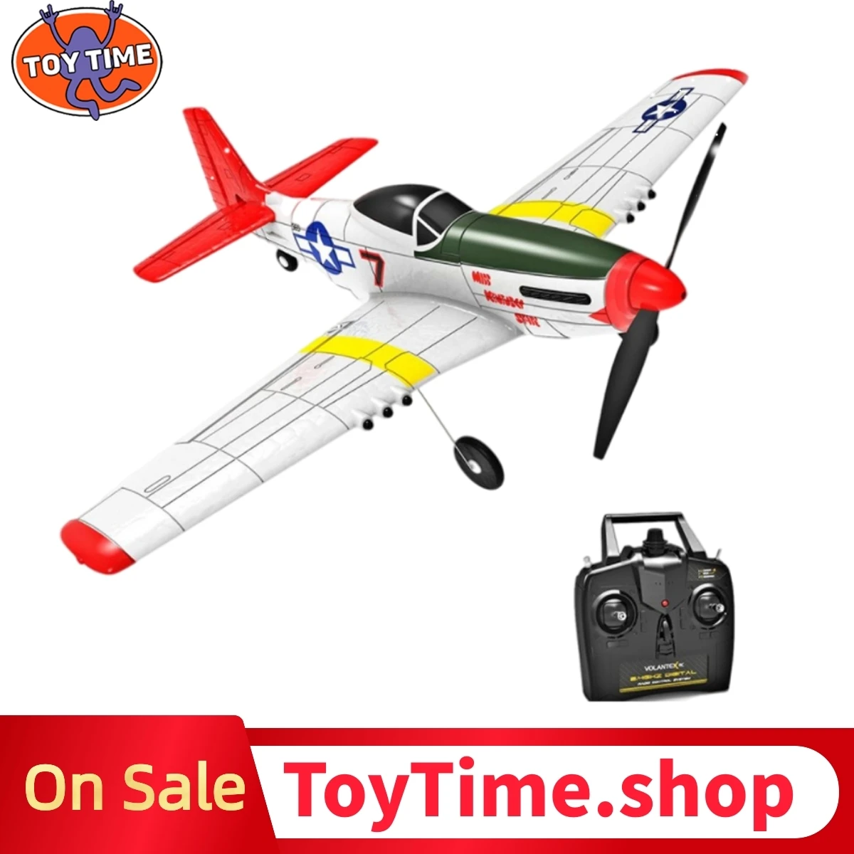 ToyTime 761-5 P51 плоская модель Rc 400Mm размах крыльев 2,4G 6-осевой гироскоп с неподвижным крылом Rtf планер Epp Поролоновый самолета 14 минут беспилотный ...