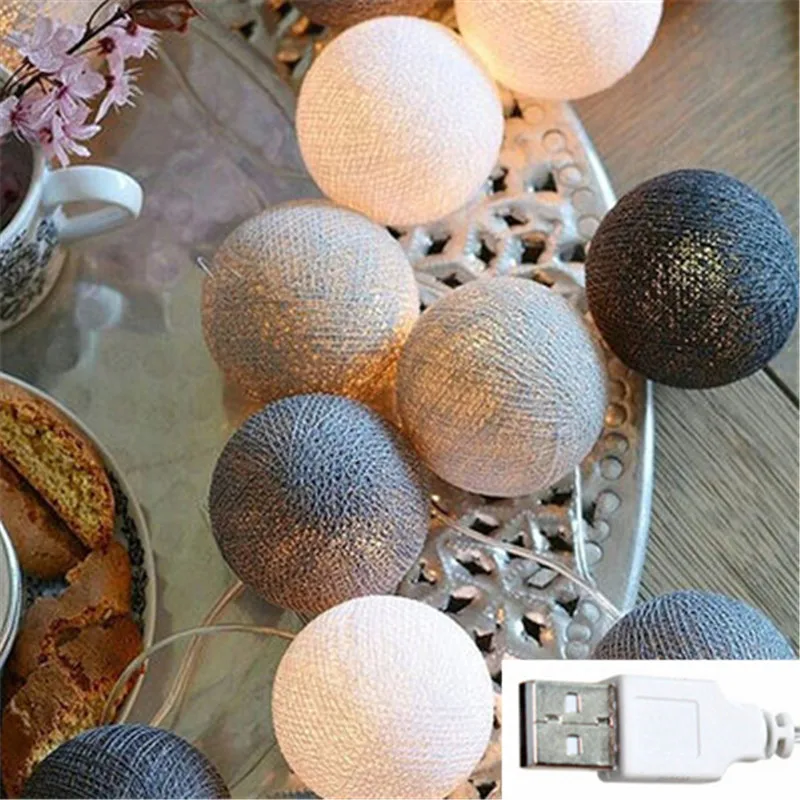 thumbnail image 1 of 10/20/40 LED Christmas String Lights, Cotton Ball, Party Wedding Kids Room Birthday Party Home Garden Loft Decoration Lights, 1 of 5