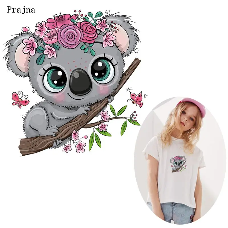 

Prajna Cute Koala Animal Iron On Transfers Hot Vinyl Thermal Heat Transfer Ironing Stickers Unicorn Patches For Kids Clothes DIY