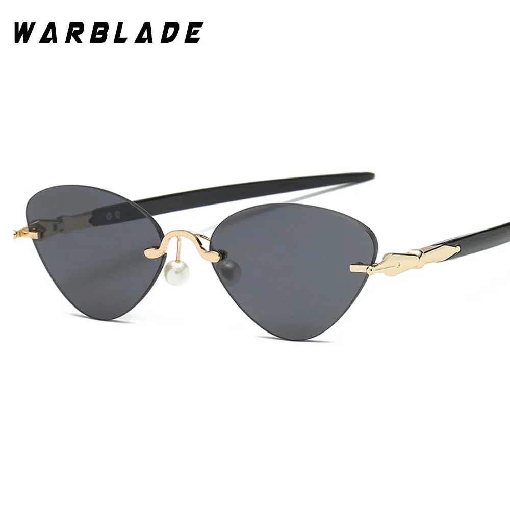 black WarBLade, солнцезащитные очки без оправы, кошачьи, новая мода, негабаритные, для женщин, океанские линзы, фирменный дизайн, солнцезащитные очки для девушек, градиентные очки - Цвет линз: black
