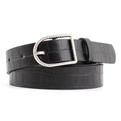Women Pu Leather Belt New Pin Buckle Waistband For Ladies Designer Corset Girdle Vintage Stone Pattern Belts For Jeans Waistband