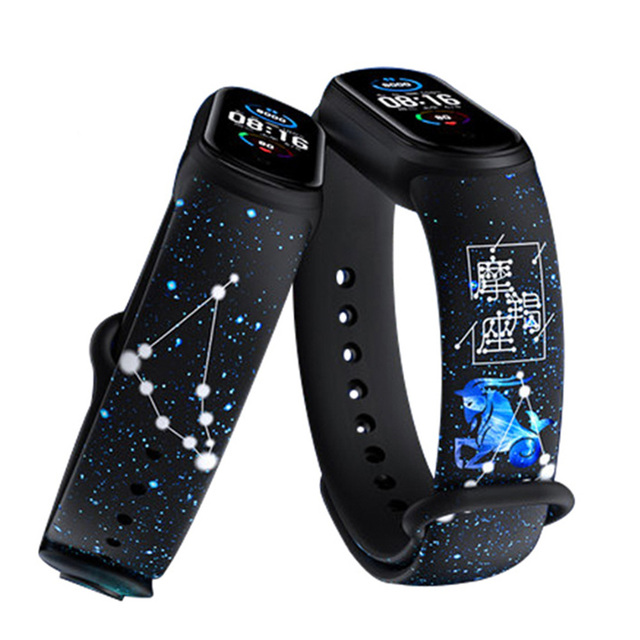 Starry Printed Strap for Xiaomi Mi Band 6 5 4 3 NFC Sport Wristband Silicone Bracelet Mi Watch Replacement Belt