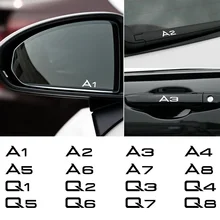 4PCS Car Door Handle Rear View Mirror Stickers Body Decal For Audi A2 A4 A6 A8 Q2 Q4 Q7 Reflective Decoration Accessories