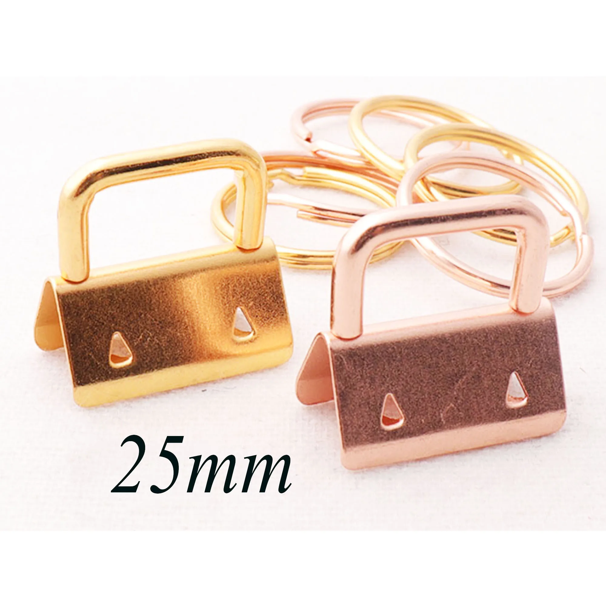 10 комплектов розовое золото/золото брелок для ключей фурнитура с кольцами 25 мм