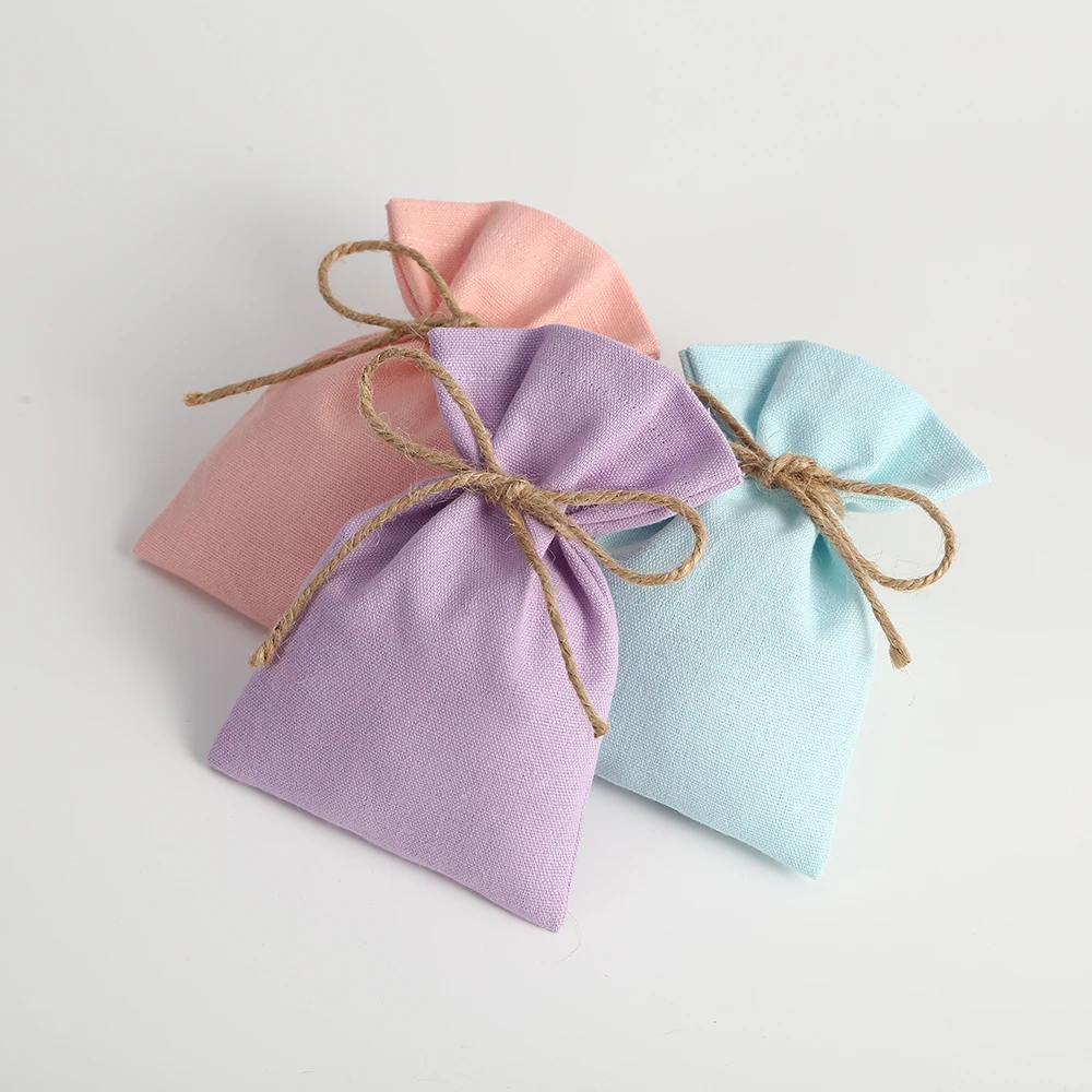 50Pcs Drawstring Cotton Burlap Bag Jute Gift Bags Multi Size Jewelry Packaging Wedding Bags Small Candy Bag Can Custom Logo