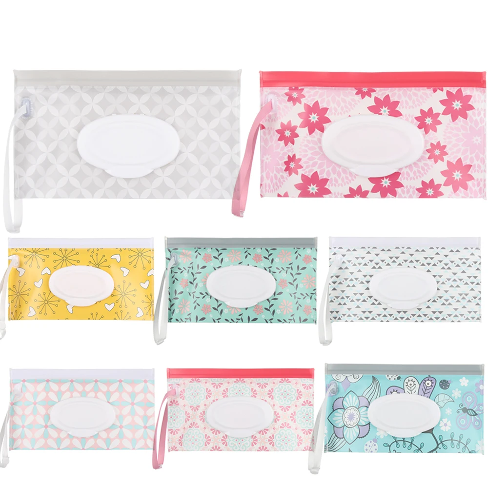 31 styles Portable Wet Wipes Bag EVA Self-sealing Wet Tissue Bag Flip-top Extraction Hand-held Tissue Stroller Accessory