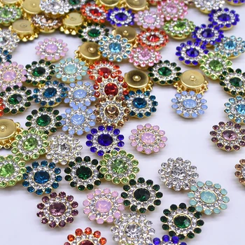 

14mm Colorful Shiny Crystals Sunflower Rhinestone Glass Stones Trim With Claw Crystal Strass On Clothes Flatback Accessories